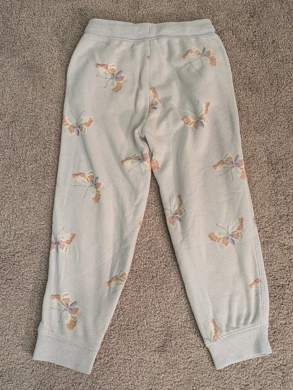 Light Blue Butterfly Print Jogger Sweat Pants Girls 5T